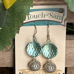 HANDMADE Baby Blue and Silver Drop Earrings!